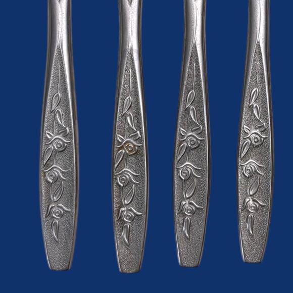 5pc Ekco Eterna ROSE COTILLION Flatware Stainless Dinner Knife Knives - Picture 4 of 11